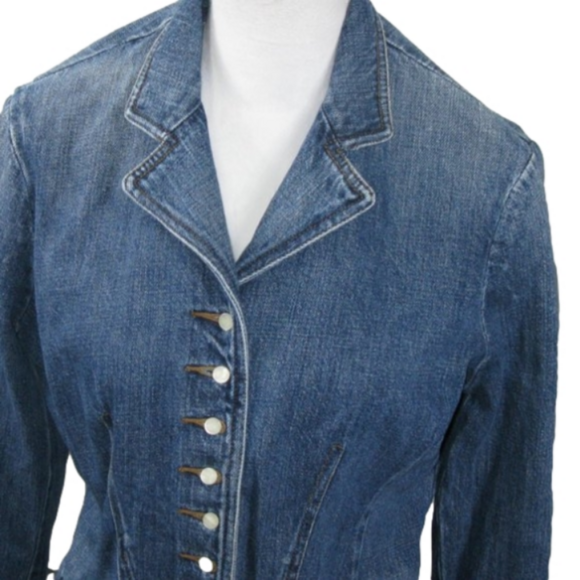 NWOT Lauren Ralph Lauren Iridescent Button Front Jean Jacket Size Large - Picture 2 of 7